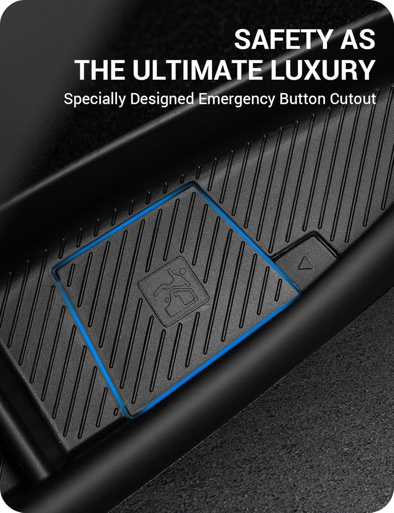 Basenor 2026 Tesla Model Y Juniper Door Side Storage Box, (Emergency Button Safety) Door Side Pocket Organizer Tray, Waterproof TPE Front & Rear Slot Pocket Liners for 2025 2026 Model Y Juniper - Image 2